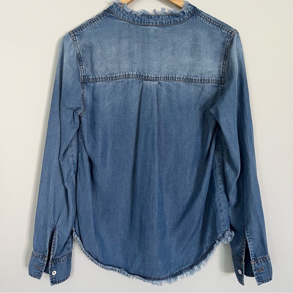 Splendid Ruffle Front Button Down Chambray Denim … - image 7